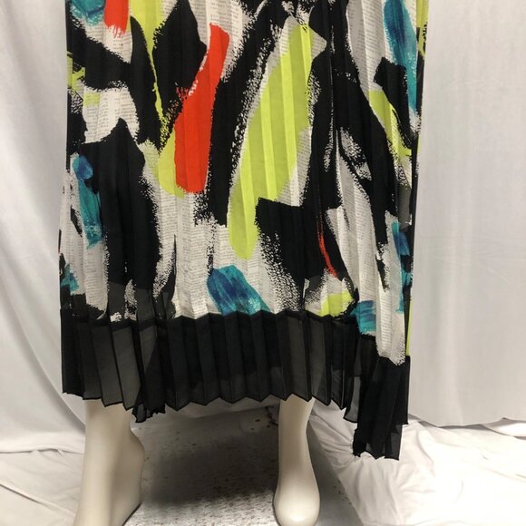 NY Collection Skirt Womens Size Small Abstract Pleated Asymmetrical Artistic - Picture 3 of 8